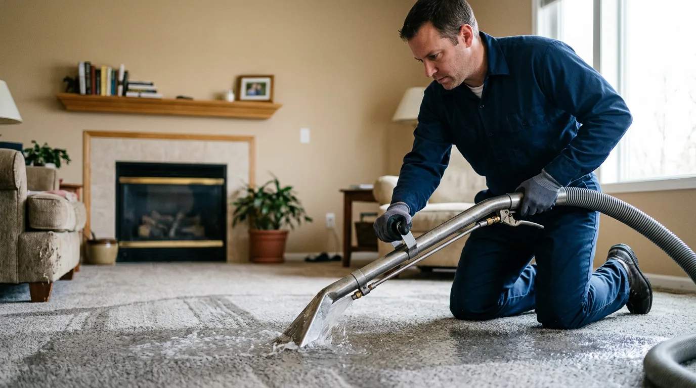 Water damage restoration technician working near Dowell, IL
